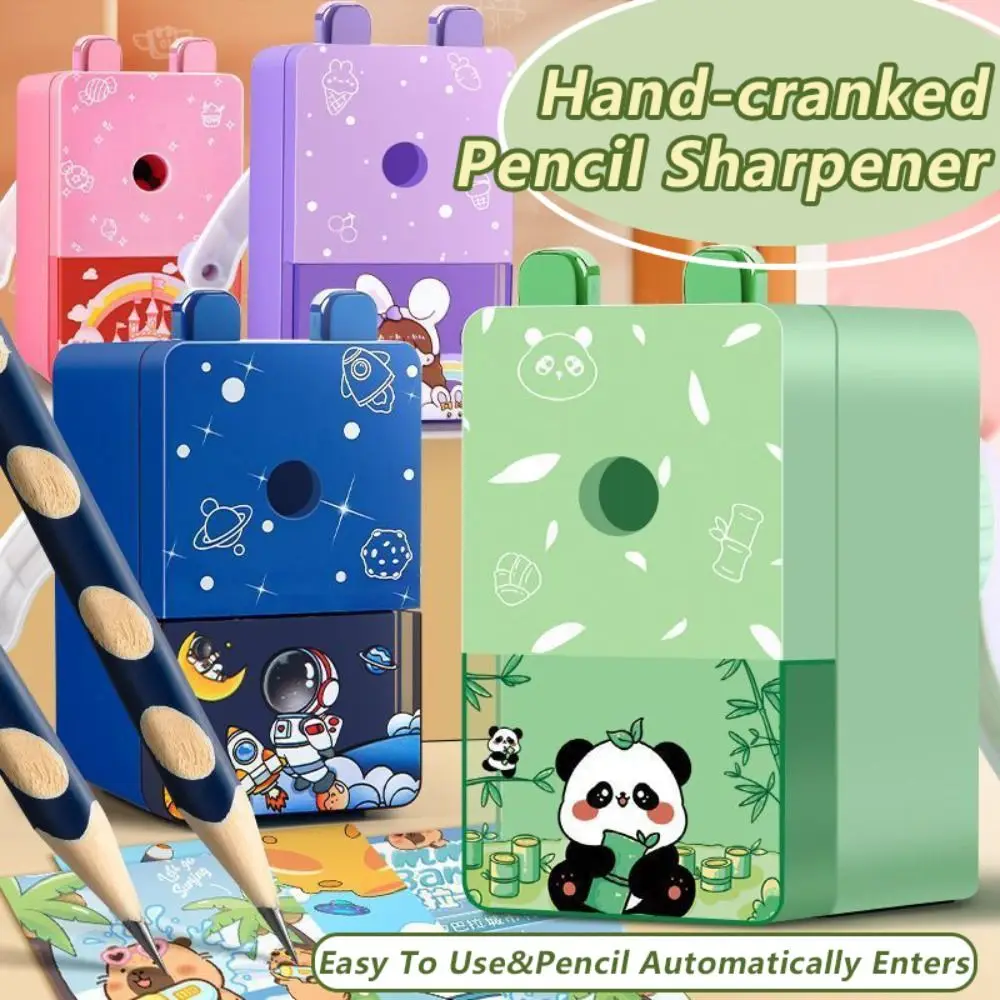 Cartoon Pencil Automatically Enters Pencil Sharpener Hand Cranked Pencil Sharpening Tool Desktop Pencil Sharpener School Office