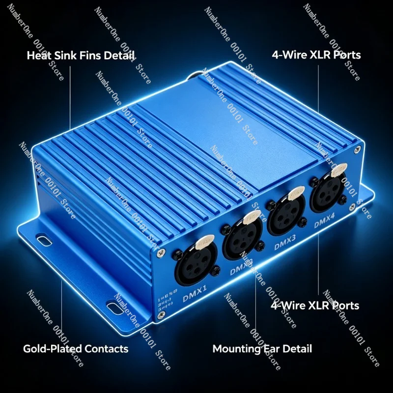 4 Channel Bidirectional DMX512 Signal Converter 3&5 Pin Professional Stage Lighting Controller IP33 AC Power