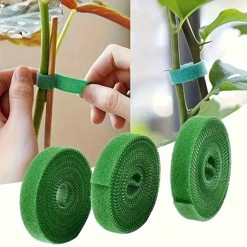 2Pieces100CMReusable Adjustable Plant Ties-Green Flexible Hook-and-Loop Support Strap,Suitable for Vines, Flower, Gardening Plan