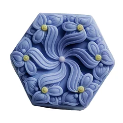 Hexagon Flower Silicone Soap Mold,DIY Chocolate Cake Molds,Decorated Plaster Resin Craft Mould