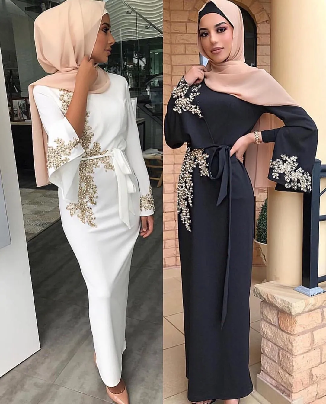 Eid Mubarak Abaya Dubai Turchia Abito Hijab musulmano Caftano Islam Abbigliamento Abaya Abiti per le donne Robe Musulman Femme Abiti