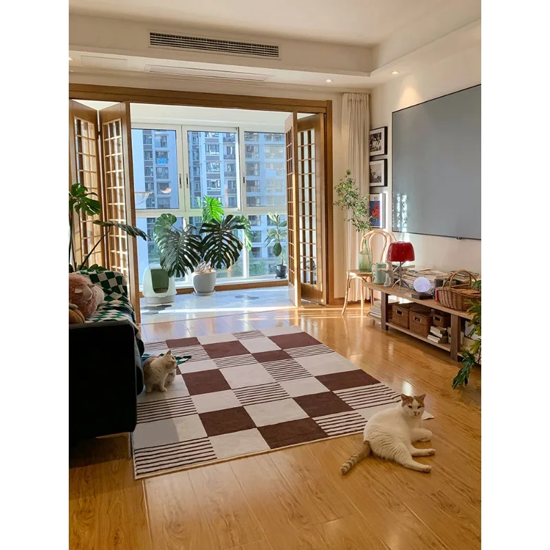 Mid-century Vintage Light Luxury Area Rug, Floor Carpet For Living Room Bedroom Bedside Furniture