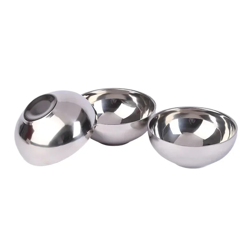 Double Insulation Light Bowl Stainless Steel Bowl Thickened Anti-hot Canteen Restaurant Multi-purpose Children\'s Bowl