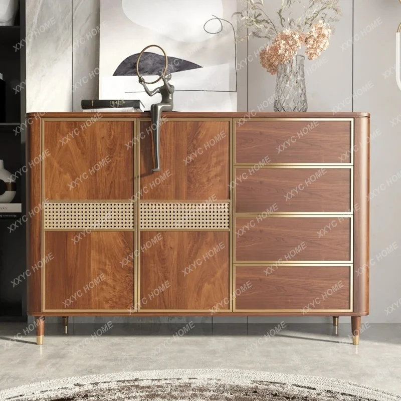 XXModern  solid wood porch cabinet light luxury simple walnut locker
