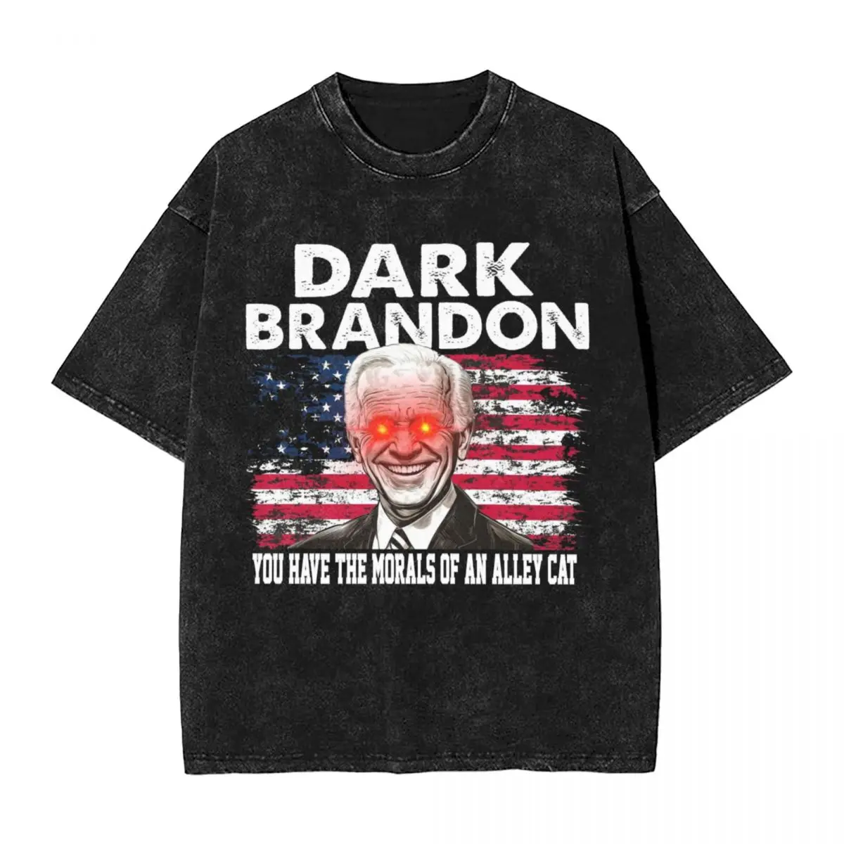 Dark Brandon Men Washed T-Shirt Hot stamping Print Tees,You have the morals of an alley cat Men's Summer Short Sleeve Tees