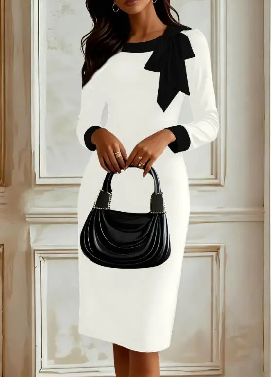 

2025 Autumn New Women's Fashion Commuter Bow Solid Color Waist Bag Hip Dress Women's Wear