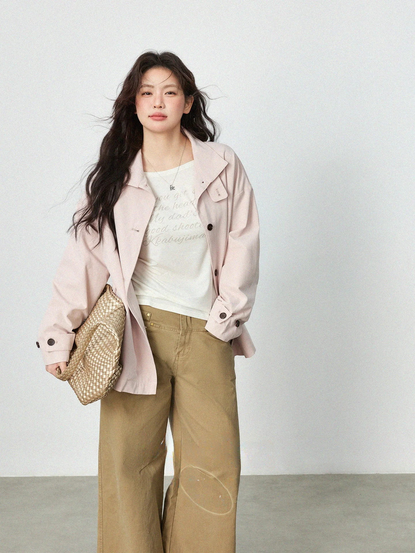 

plus Size Women's Windbreaker Jaet Korean Sle Spring New Loose Versatile Mid-Length Open Cardigan for And Pear Body...