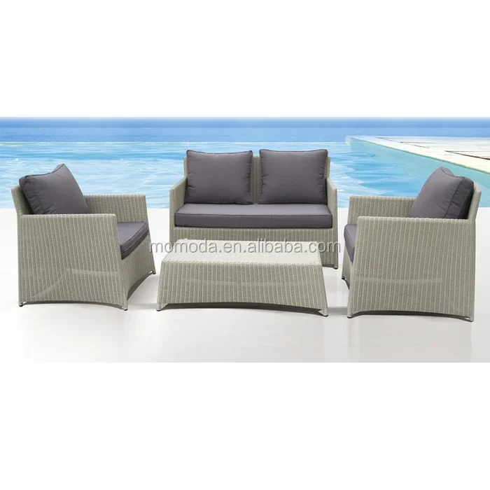 

Furniture PE Material Aluminum Hotels Modern Waterproof Rattan Chair Patio Lounge Sofa Set Simple Design Outdoor Garden