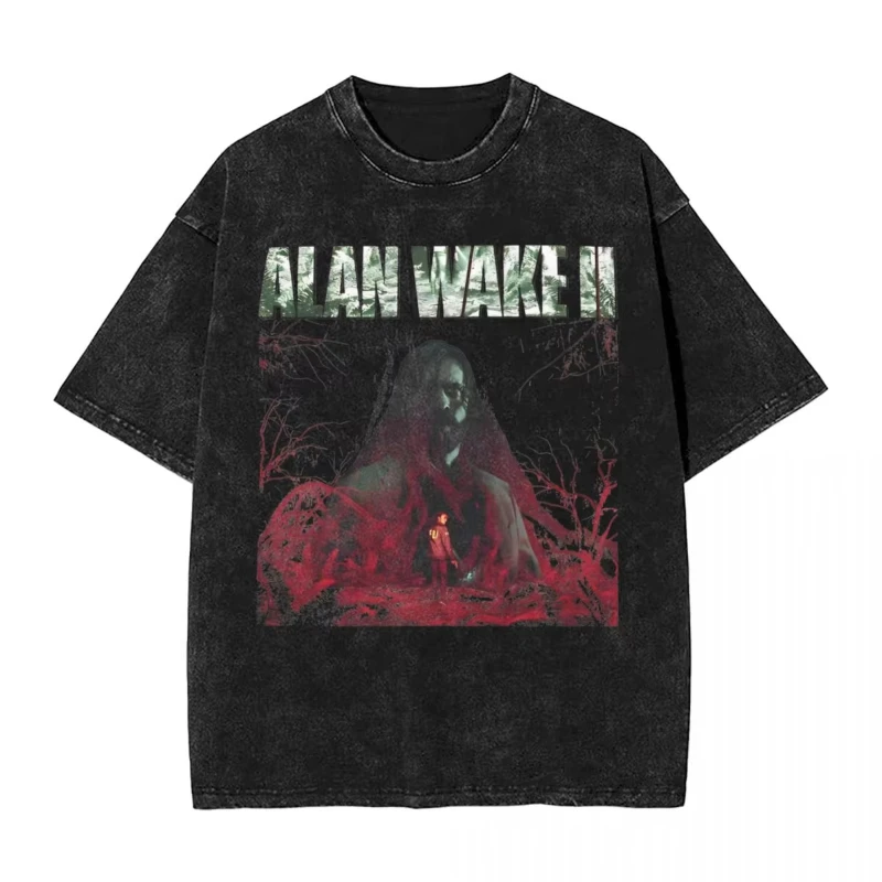Men Alan Wake 2 90s Horror Game T Shirts Top Tees Beach Awesome Short Sleeve T-Shirt O Neck Popular Design Tshirt Cheap