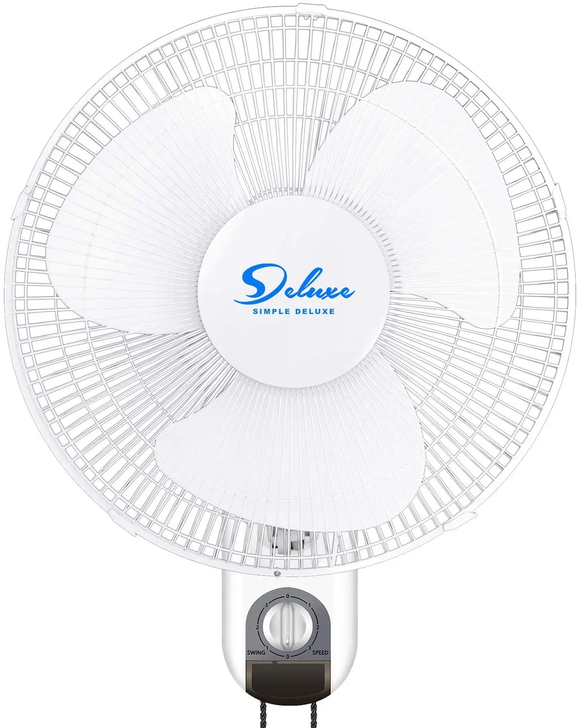 

Simple Deluxe Household Wall Mount Fans 16 Inch Adjustable Tilt, 90 Degree, 3 Speed Settings, 1 Pack, White