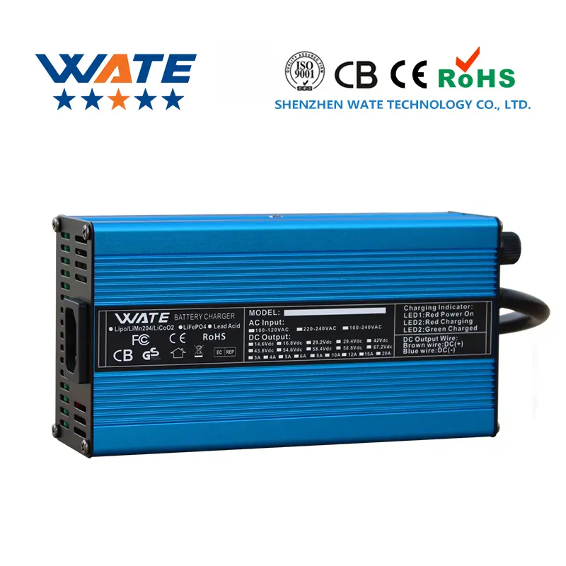 شاحن 58.4V 10A شاحن ذكي لبطارية LiFePO4 48V لبطارية LiFePO4 16S 51.2V قابس إدخال طاقة عالية اختياري