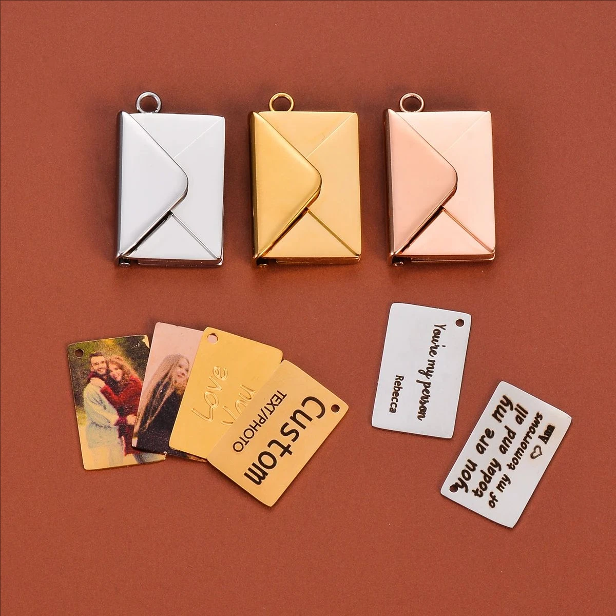 

QitianCustom Love Letter Envelope Pendant Necklace Stainless Steel Jewelry Valentine Day Gift Ladies Envelope Necklace For Women