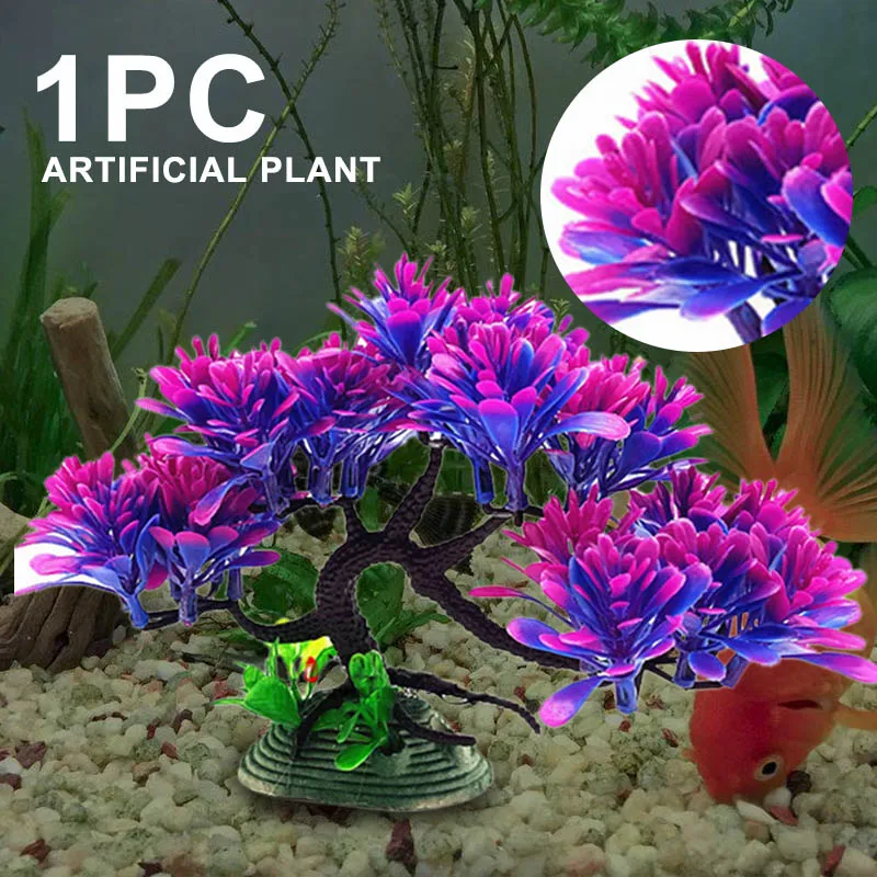 1PC Aquarium Artificial Pine Vivid Water Plants Fish Tank Simulation Plant Decor