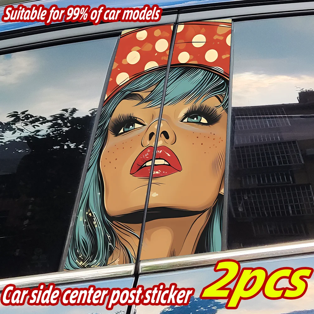 

Beauty Girl Car Stickers Anime Auto B Pillar Waterproof Center Column Decor Cover Scratches Car Doors Pillar Decals Accessories