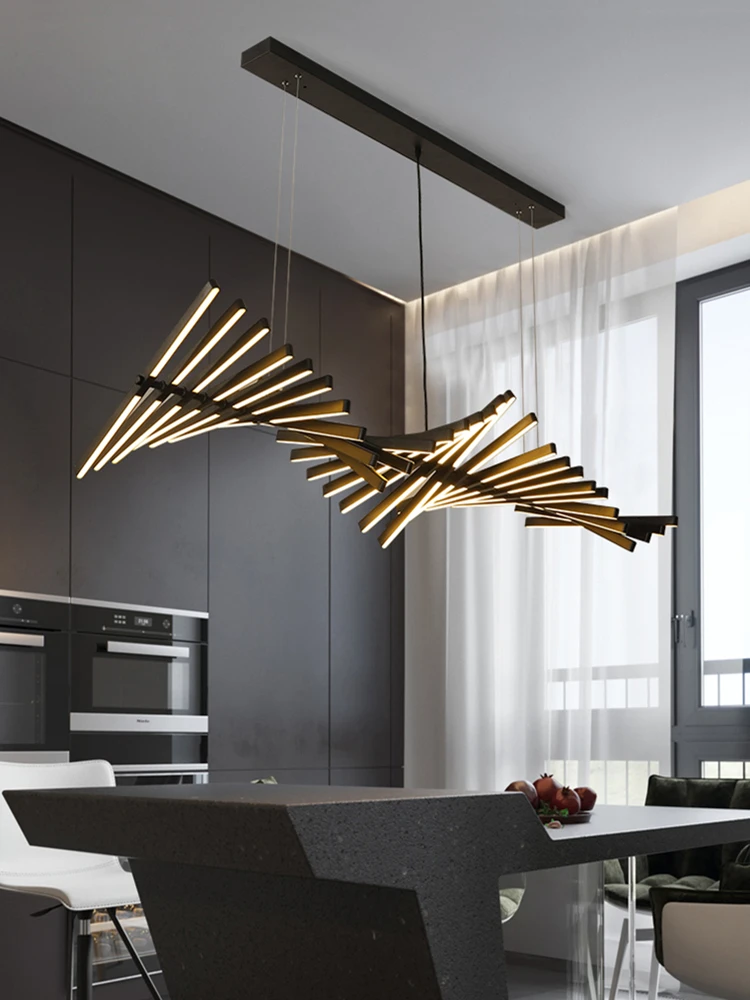 New Led Chandeliers For Kitchen Living Dining Room Modern Minimalist Office Pendant Lights White/Black Decor With Remote Control