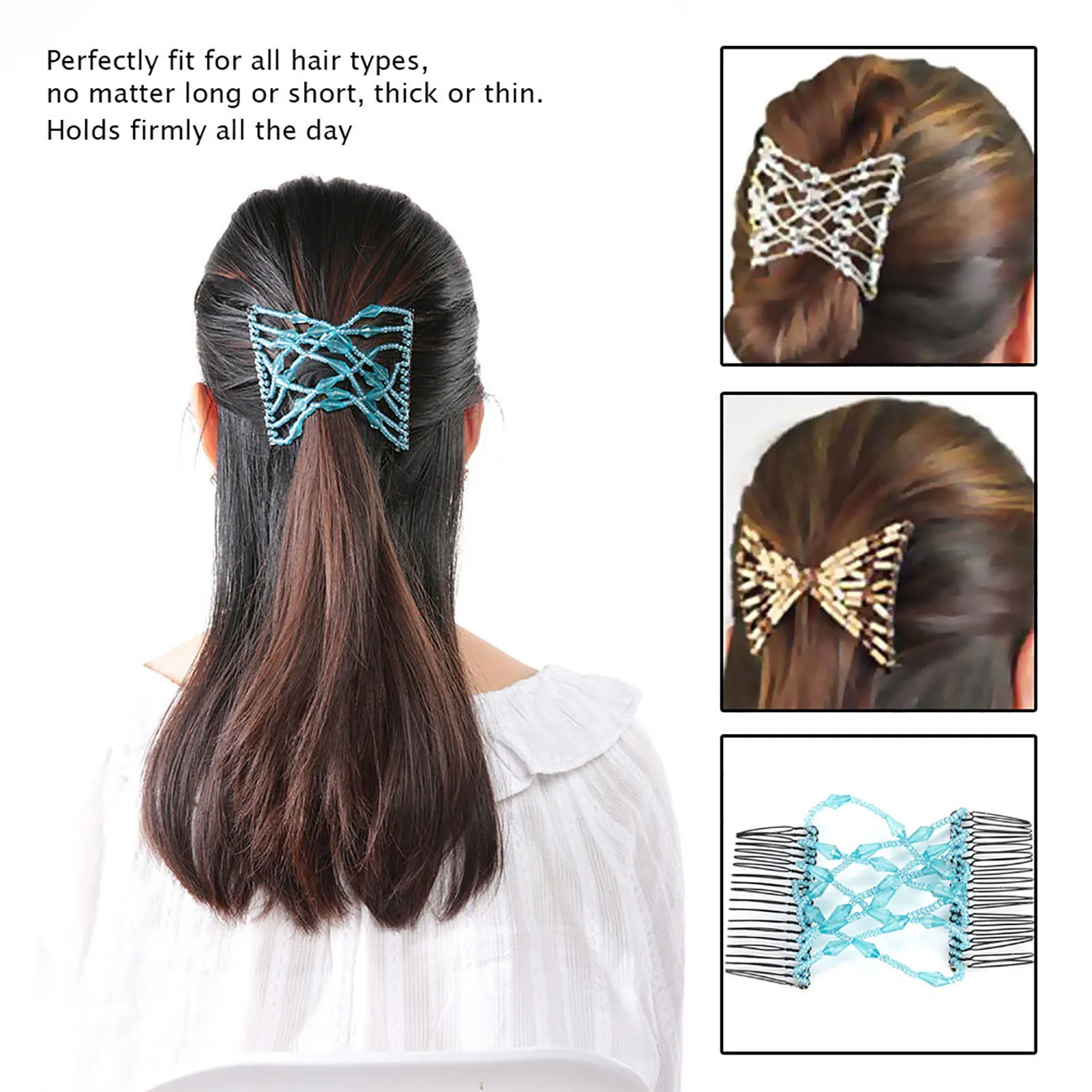 Comb Girl Magic Stretchy Comb Women Girl Magic Easy Hair Beads Slide Stretchy Comb Clip Stretchable Hairpin
