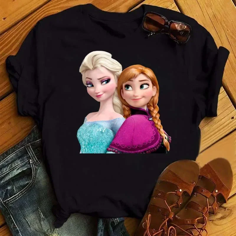 Fashion Design Frozen Elsa Princess Funny Cartoon Anna Princess Pattern T-shirts Harajuku Summer Streetwear Casual Short Sleeved