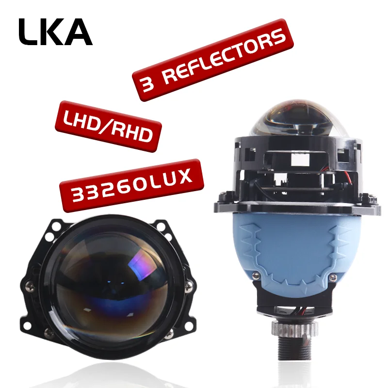 LKA 3 Inch Blue Bi LED Lenses for H7 LED H4 H1 H11 9005 9006 LED Headlights Projector Car Lights 33260Lux Car Accessories 12V