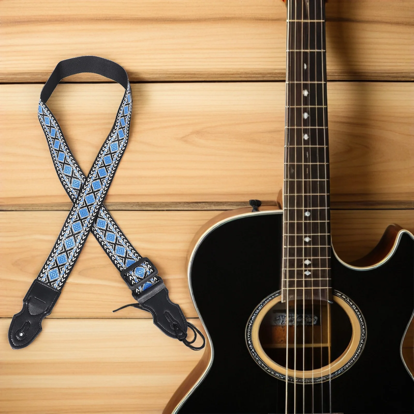 

Jacquard Embroidered Guitar Strap Padded Replacement Adjustable Shoulder Belt for Electric Acoustic Bass Guitar Pick Holder