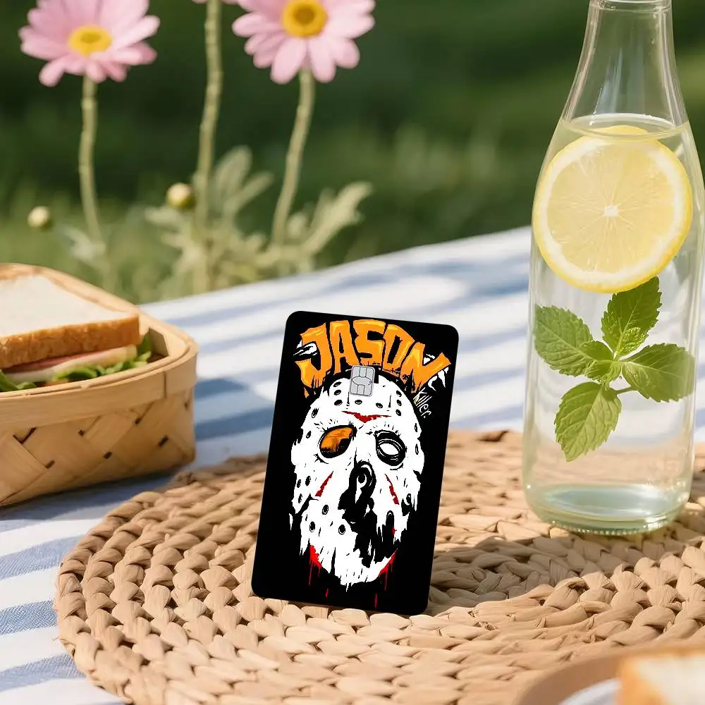 ملصقات جلدية لبطاقة الائتمان الرعب من Jason V-Voorhees لبطاقة نقل البنك VISA ملصق مضاد للماء مضاد للخدش