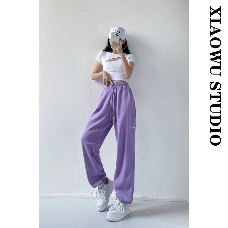 

American Style Loose Slim Fit Letter Drawstring Trousers Women's Spring Summer Sport Jazz Dancing Casual Hip Hop Sweatpants