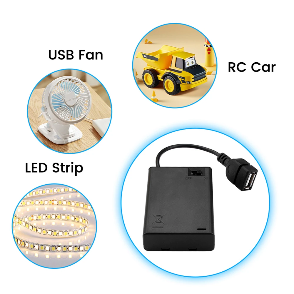 Battery Box 3PCS/4PCS AA Battery Case with Cover USB Female Independent Power Supply With Switch For LED Light Strip Toy