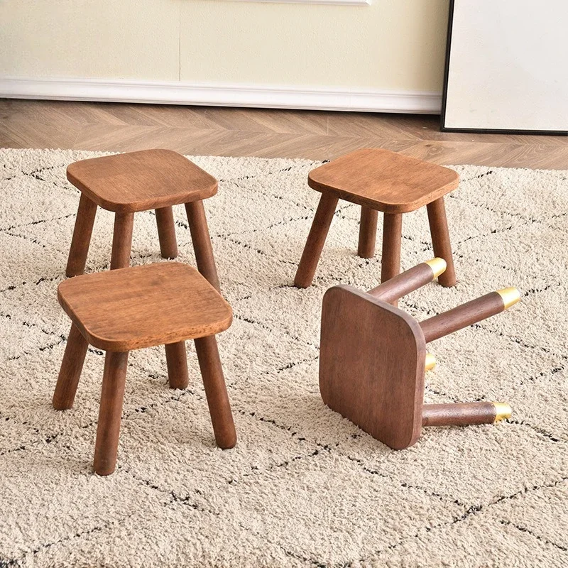 Firm small square stool, household shoe cabinet, children's foot pads, wooden low stool, simple shoe change wooden stool
