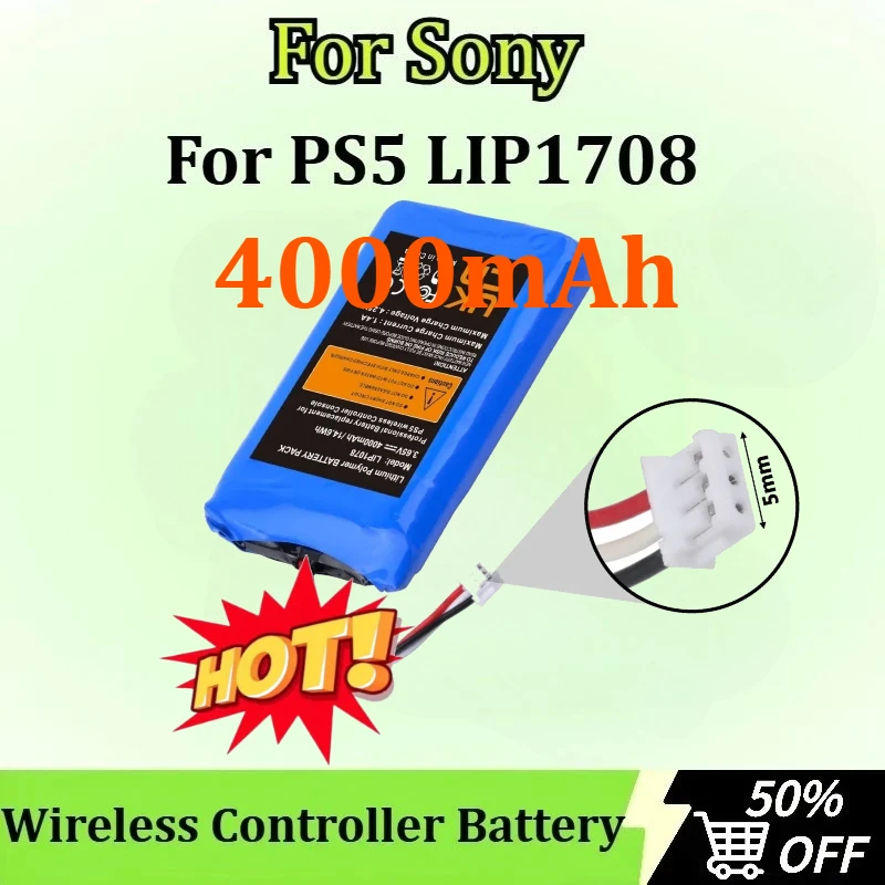 

4000mAh Wireless Controller Battery for Sony PS5 LIP1708 PS5 for Playstation 5 DualSense Game Controller Replacement Battery