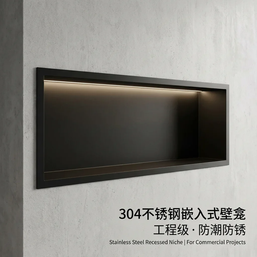 304 stainless steel niche Recessed bathroom storage cabinet Concealed toilet rack