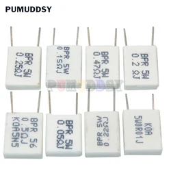 10PCS Non-inductive Ceramic Cement Resistor 5W 0.001 0.1 0.15 0.22 0.25 0.33 0.5 ohm 0.1R 0.15R 0.22R 0.25R 0.33R 0.5 R BPR56