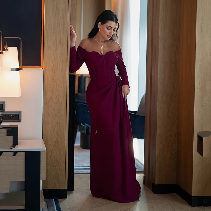 Thinyfull Saudi Arabia Mermaid Prom Dresses Sweetheart Long Sleeve Evening Dress Sexy Night Cocktail Party Prom Gowns Customized