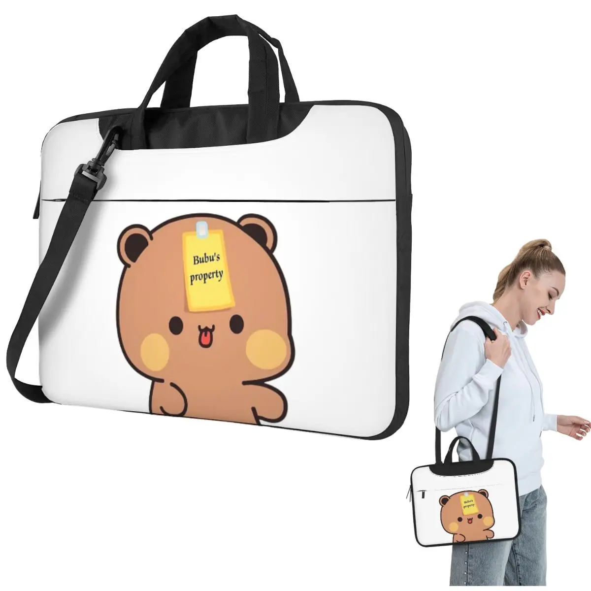 

Bubu Dudu Panda And Brownie Bear Couple V8 2024, сумка через плечо для ноутбука, чехол для компьютера, 13, 14, 15,6 дюймов, чехол для ноутбука Lenovo
