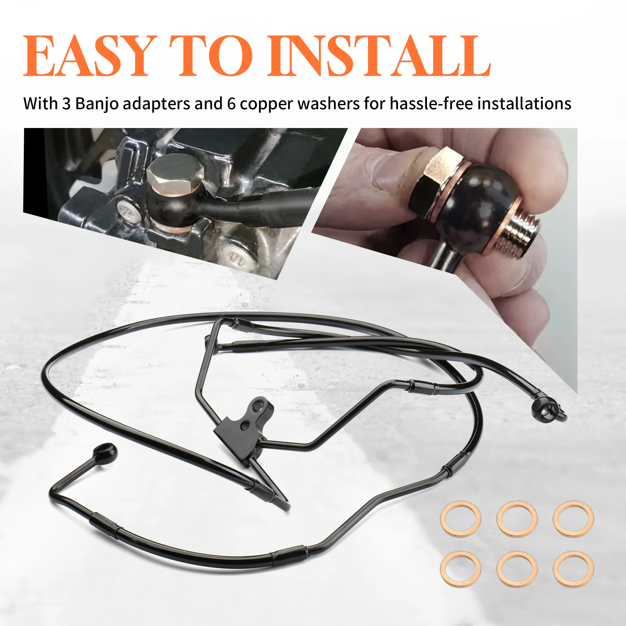 Lower Front Brake Line Kit Stock Length for Harley 2008-2013 Touring with ABS Street Electra Glide/Ultra Classic/Road Glide