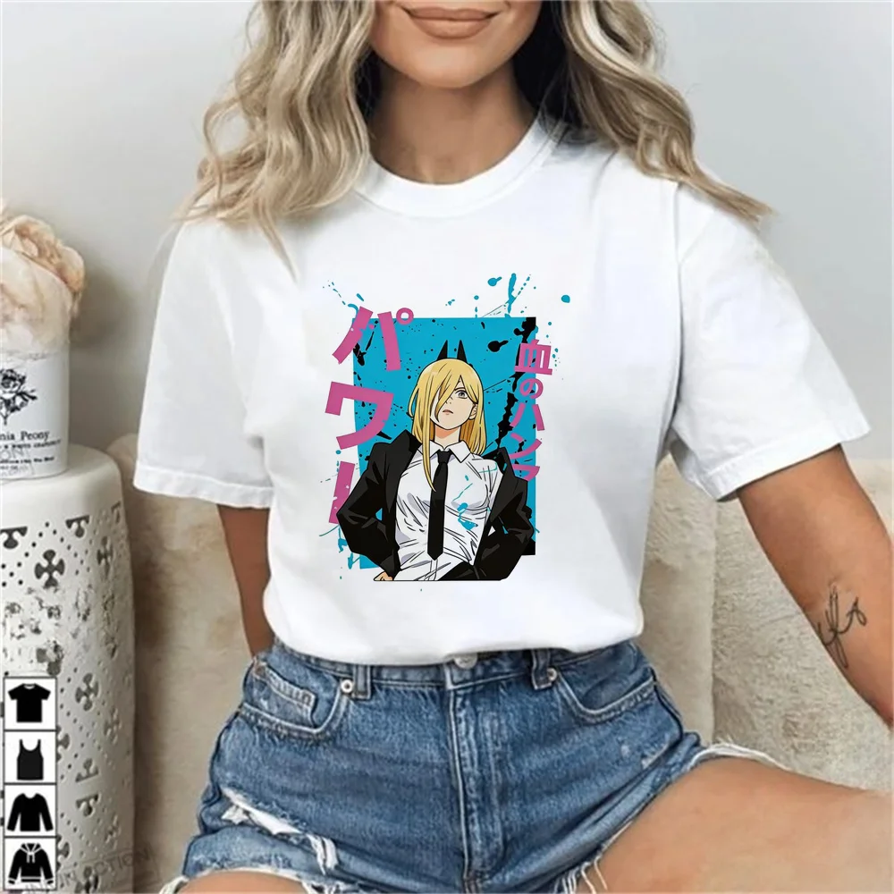 Chainsaw Man shirt women summer streetwear gyaru graphic alternative  shirt Retro emo y2k dollette korean fashion