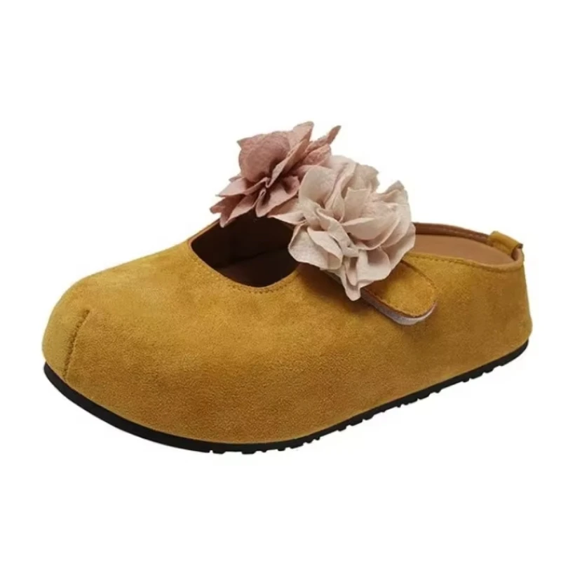 

Женские тапочки на платформе с цветочным узором, туфли-лодочки на плоской подошве, женские дизайнерские повседневные замшевые сандалии с открытой пяткой, уютные домашние туфли на весну 202, Zapatillas