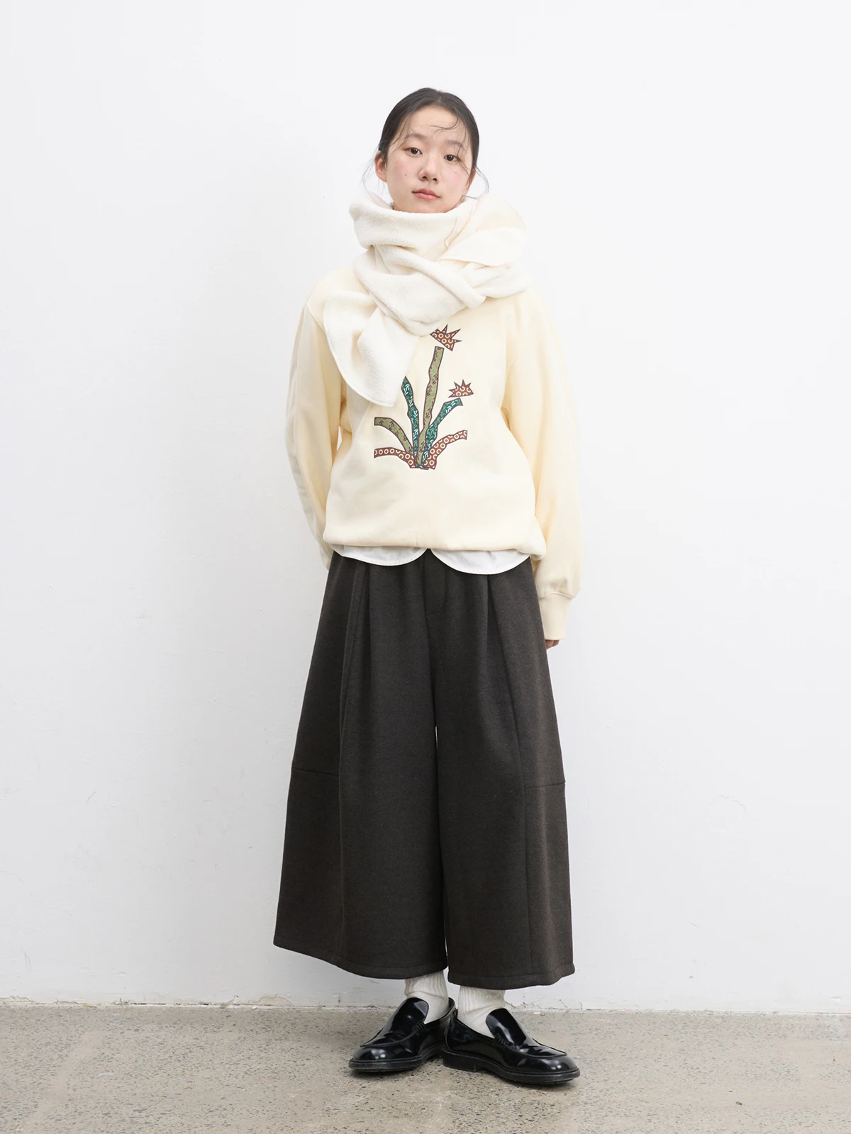 

Loose Wide Leg Pants DRAPED WOOL-LIKE APEL MIDDLE PANTS STRUCTURE EIGHT-POUND COTTON FABRIC LADIES' CASUAL PANTS