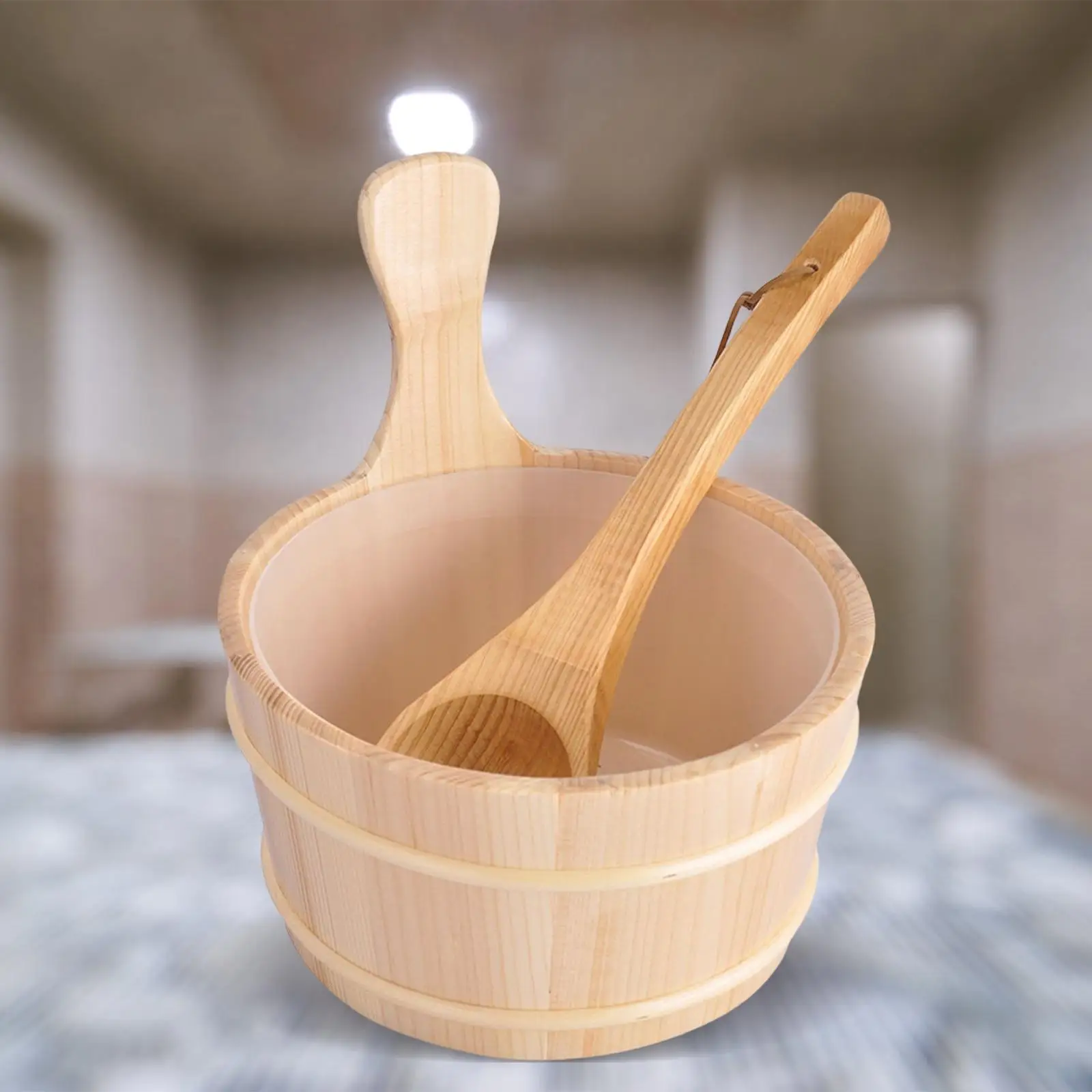 

4L Wood Sauna Bucket with Ladle for Steam Room Personal Care