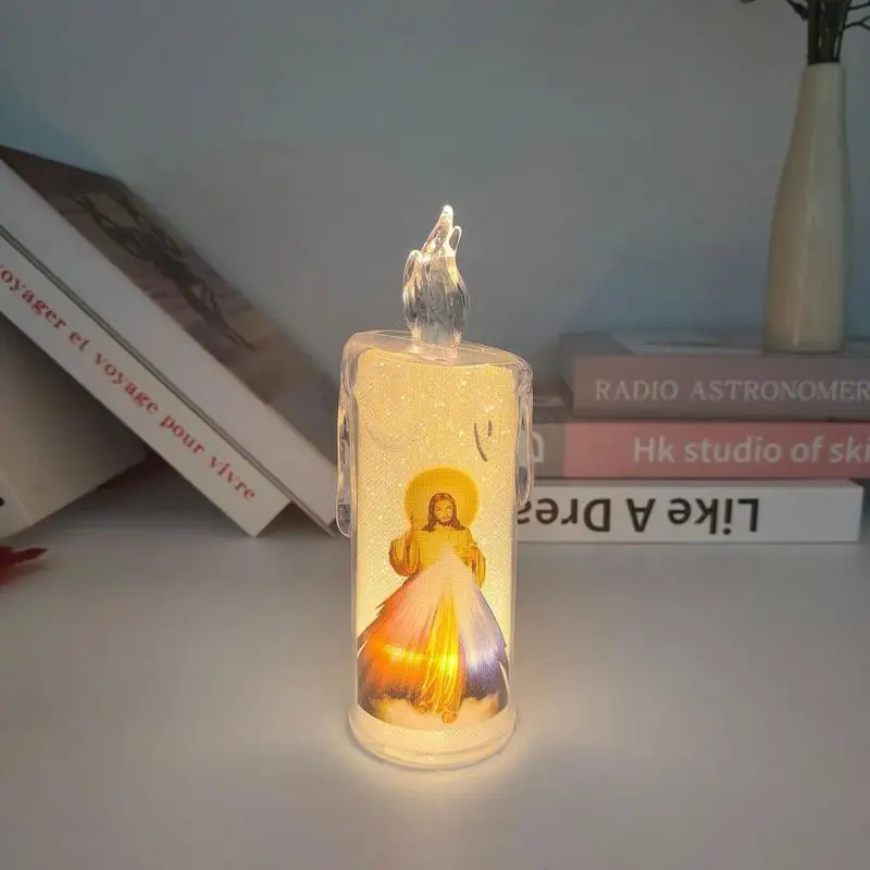 ちらつき炎のない電気キャンドル、偽キャンドル、LEDライト、リモコン、祈り