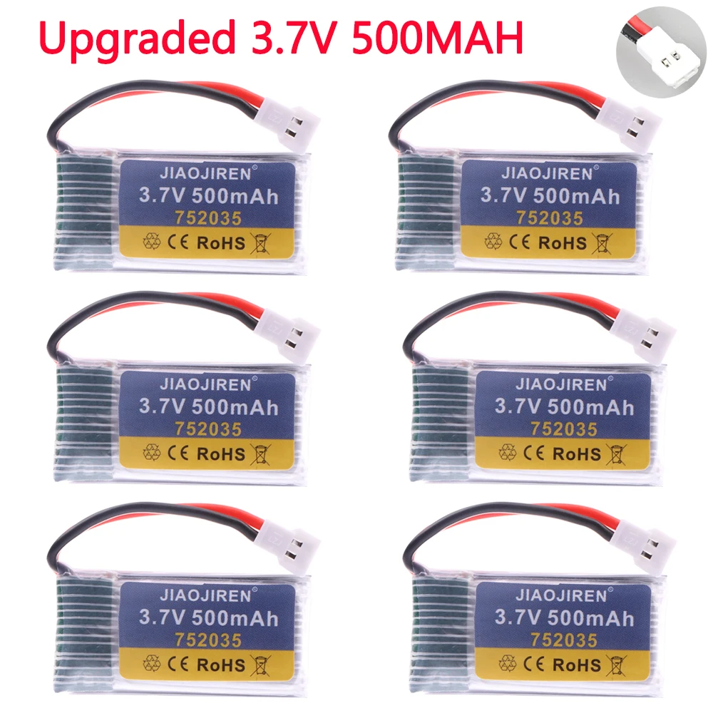 

H31 Battery 752035 3.7V 500mAh Rechargeable Lipo Battery For H107 H31 KY101 E33C E33 RC Drone Spare Parts 3.7V Battery toy parts