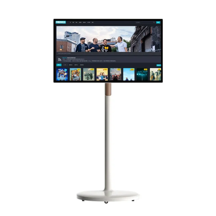 27 32 Inch LCD Wireless Monitor 1080p Display Format Touchscreen Touch Input Built-In Battery White Cabinet Moveable Stand