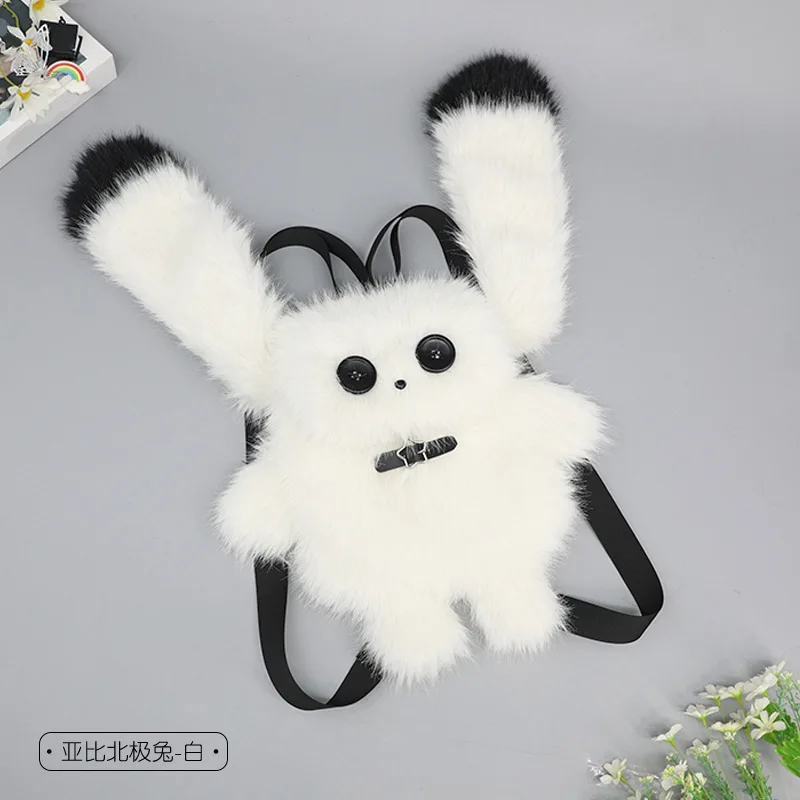 Subculture Gothic Lolita Girl Dark Fashion School Bag Teenager Cute Plush Little Monster Black White Handbag Bag 1