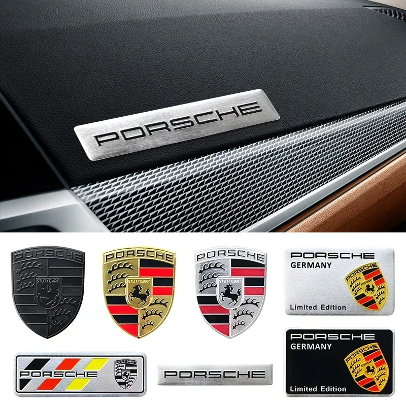 Autocollant d'insigne de voiture en aluminium 3D, décoration de coffre de carrosserie, accessoires de modification de décalcomanie, broderie pour Porsche Macan, Panamera, enne Cayman, 911