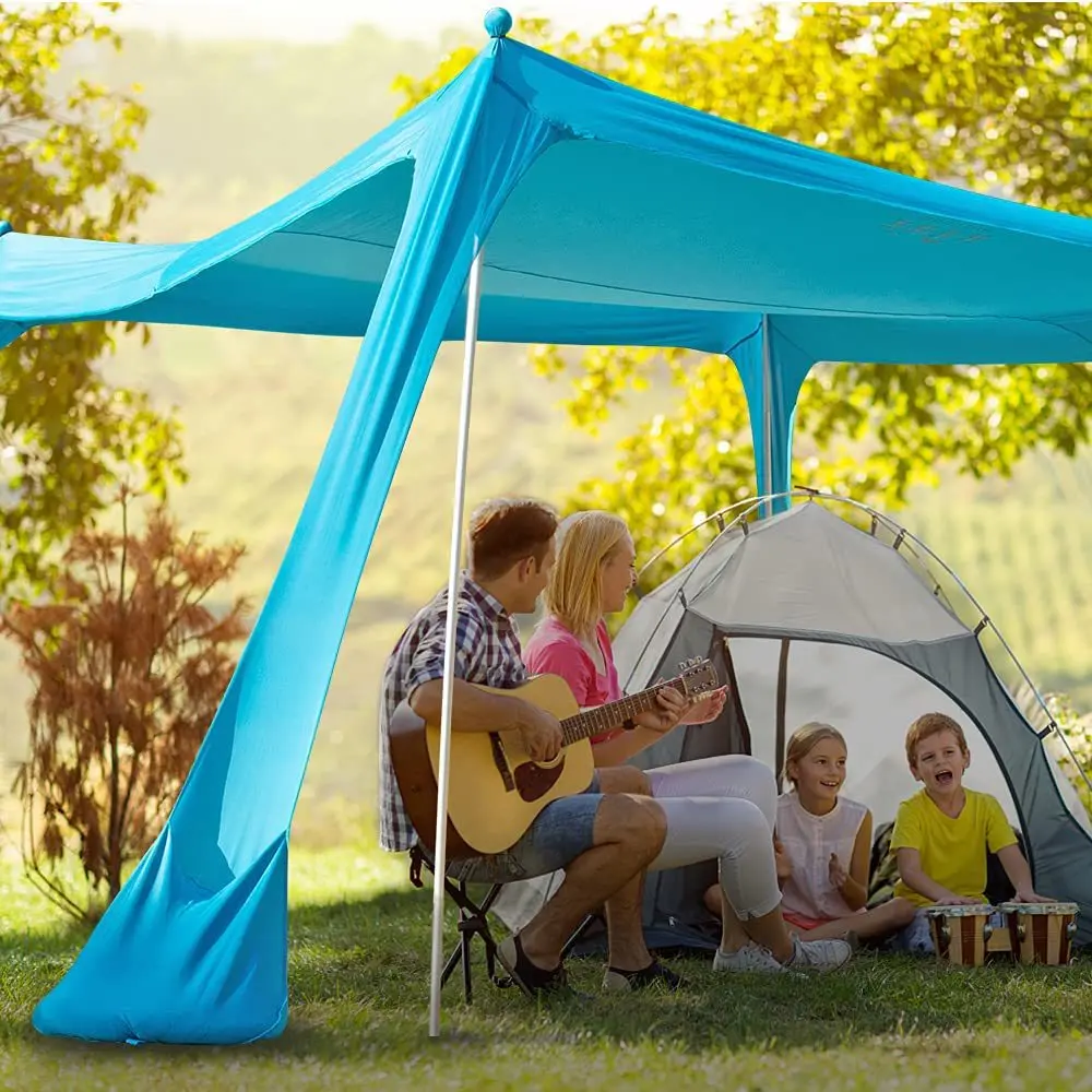 Imagem -03 - Família Beach Canopy Grande Tenda Pára-sol com Estabilidade Pólos Sombra ao ar Livre para Camping Party e Piqueniques Upf50 +