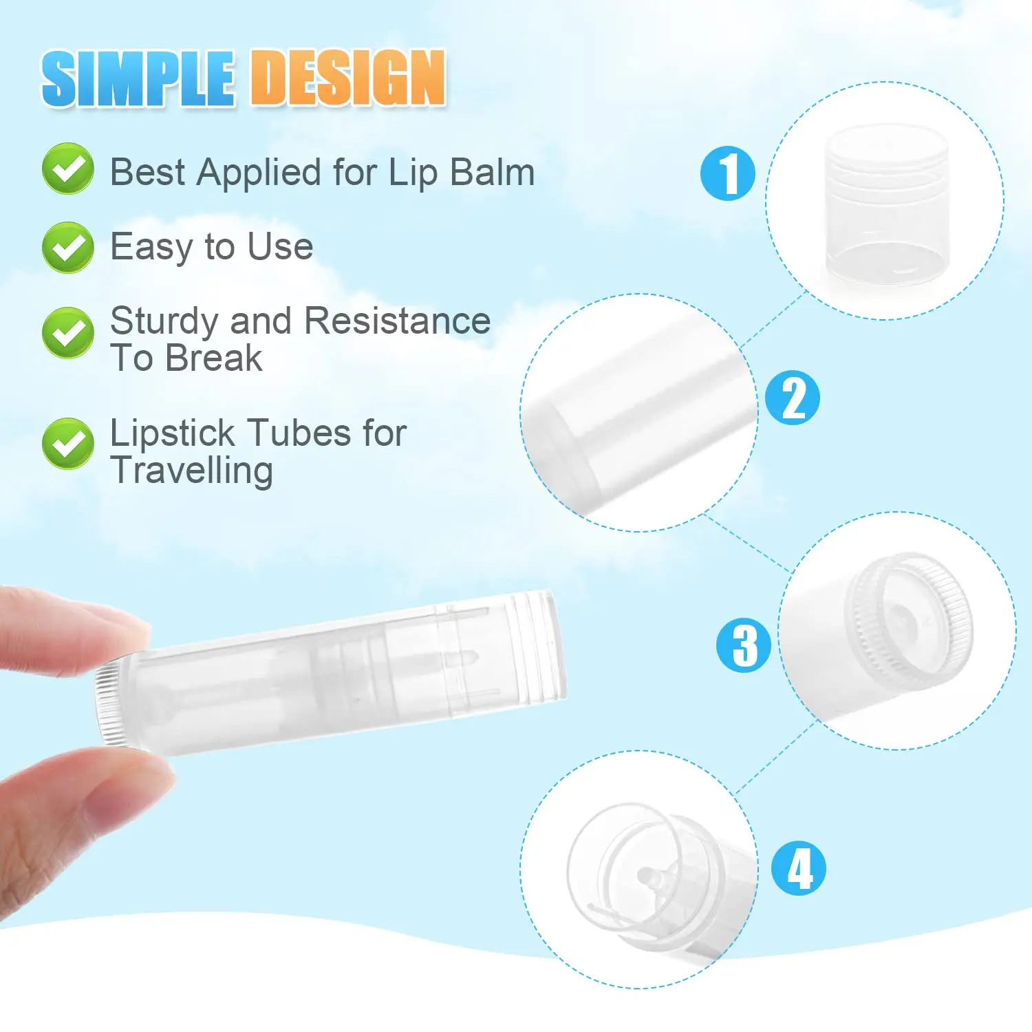50 pcs, 5-gram rotating lipstick tubes, empty plastic lip gloss lip containers, DIY homemade lipstick and homemade solid perfume