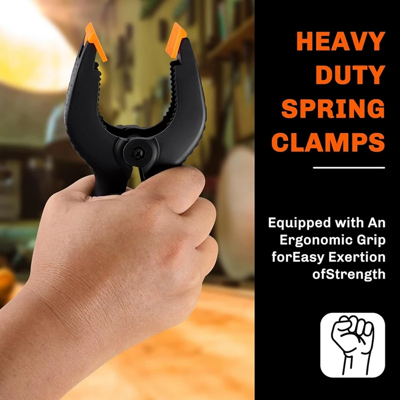 10 Piece Premium Spring Clamps Heavy Duty Clips PP In Assorted Sizes 6.5Inch, 4.5Inch, & 3.5Inch