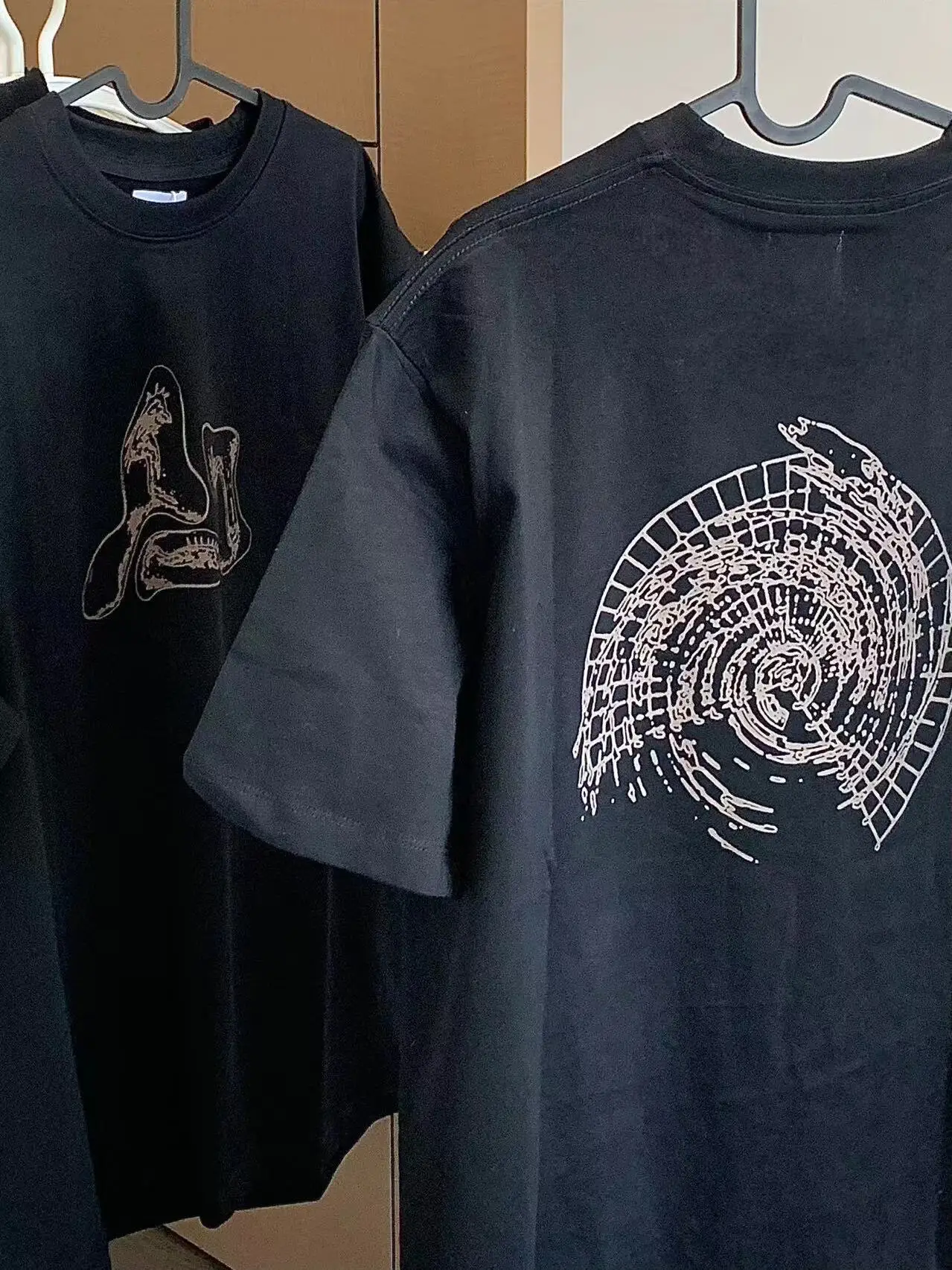 

Sun Protection Waed ort Sve 300g Pure Cotton Spiral Print Outdoor Hiking Versatile T-irt for All Seasons And Ages