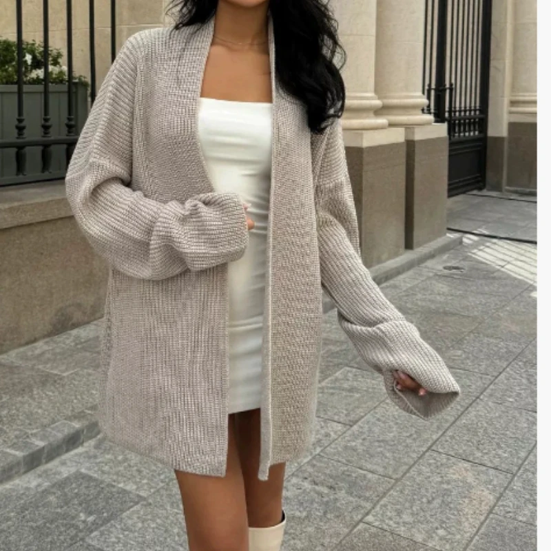French Lace-Up Bathrobe Wind Sweater Women 2024 Autumn And Winter Lazy Wind Sweater Coat Long Cardigan Loose Sweater