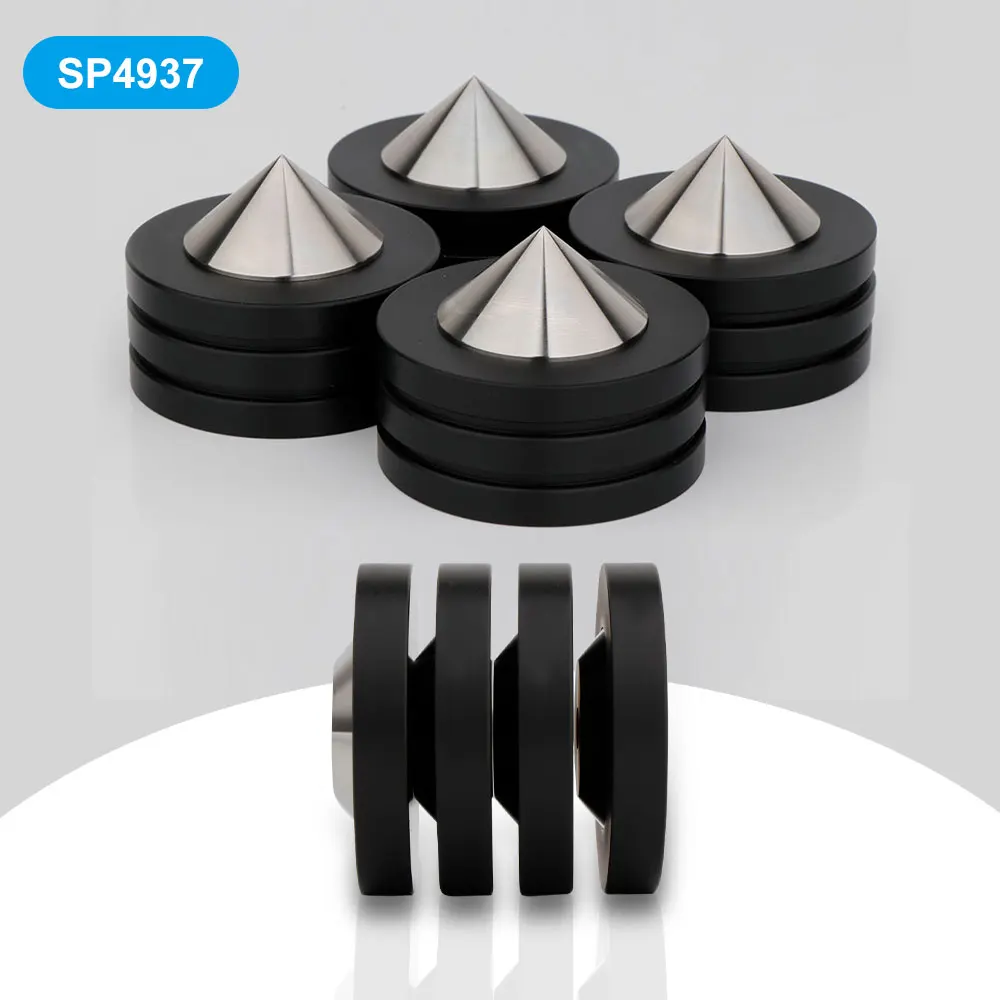 Sp4949 hi-end 4 peças de alumínio 49mm * 37mm/49mm * 12mm pés de isolamento alto-falante picos/almofadas cones de áudio montagens de alta fidelidade almofadas amplificador