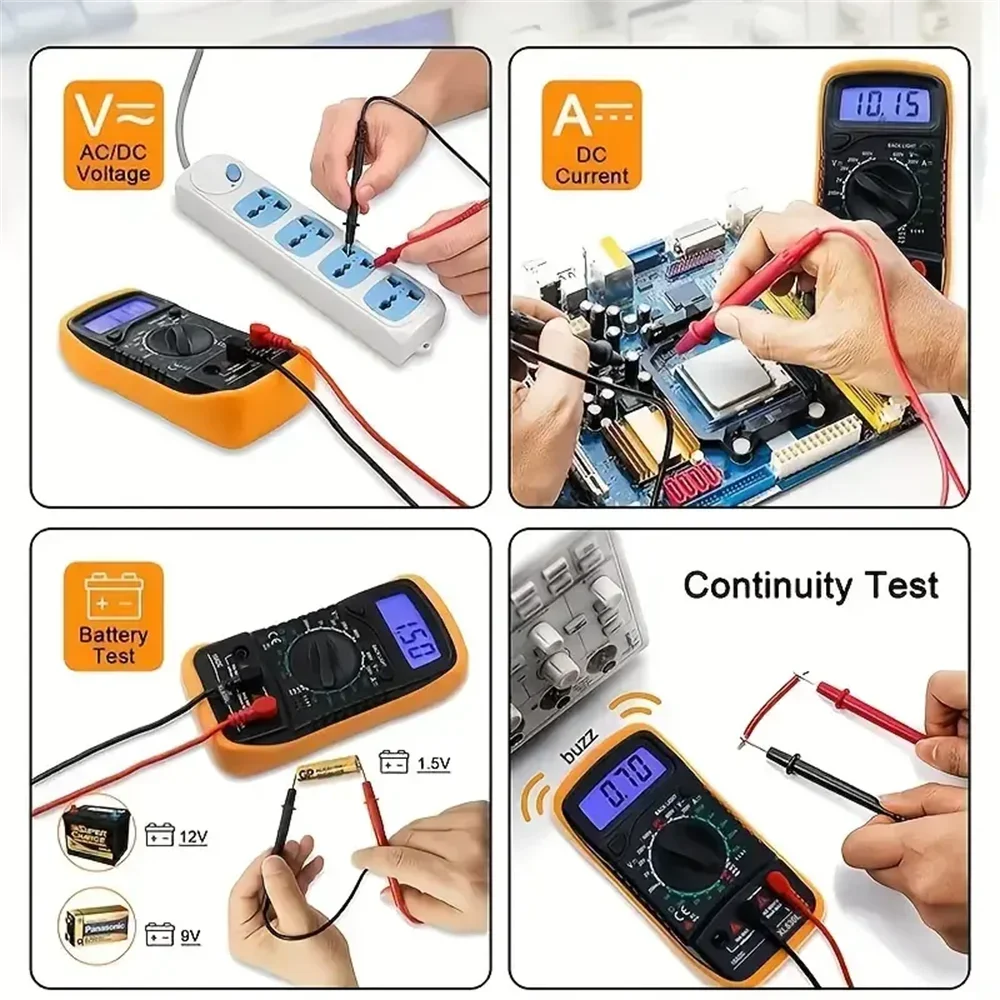 Multimetr cyfrowy z podświetleniem LCD Dokładny test AC/DC Amperomierz Woltomierz Ohm Tester napięcia Miernik Multimetro