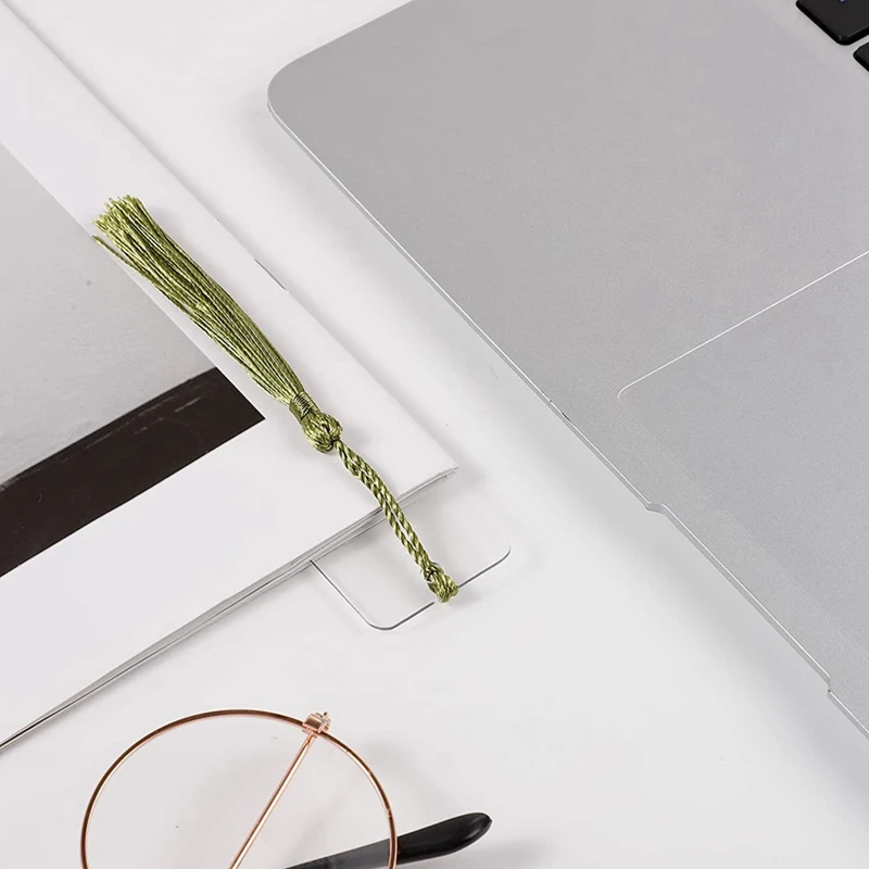 30Pcs Clear Acrylic Craft Bookmarks Set With 30 Pcs Multicolour Tassel For Gift DIY Bookmarks Crafts